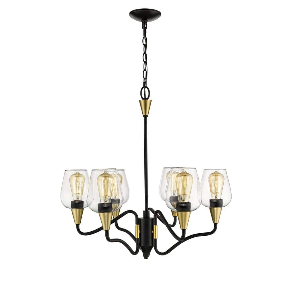 6-Lights 26 in. Matte Black/Gold Chandelier by Millennium Lighting 1 6-Lights 26 in. Matte Black/Gold Chandelier by Millennium Lighting