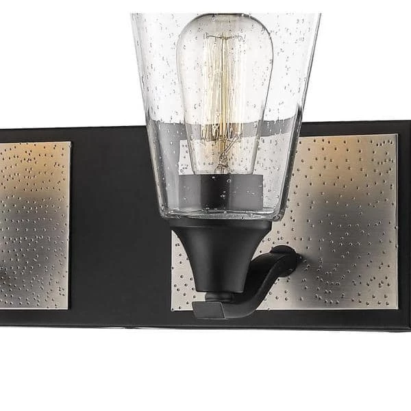 4-Light 33 in. Wide Matte Black/Brushed Pewter Bathroom Vanity Light with Seedy Glass by Millennium Lighting 2 4-Light 33 in. Wide Matte Black/Brushed Pewter Bathroom Vanity Light with Seedy Glass by Millennium Lighting - Image 2