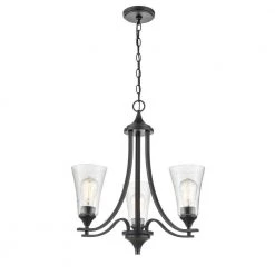 Natalie 23 in. 3-Light Matte Black Chandelier Light with Clear Seeded Shade by Millennium Lighting -Millennium Lighting Shop matte black millennium lighting chandeliers 1463 mb 4f 1000