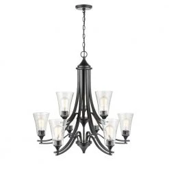 Natalie 32 in. 9-Light Matte Black Chandelier Light with Clear Seeded Shade by Millennium Lighting -Millennium Lighting Shop matte black millennium lighting chandeliers 1469 mb 4f 1000