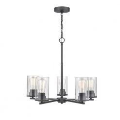 Verlana 5-Light 24 in. Matte Black Hardwired Chandelier (1-Pack) by Millennium Lighting