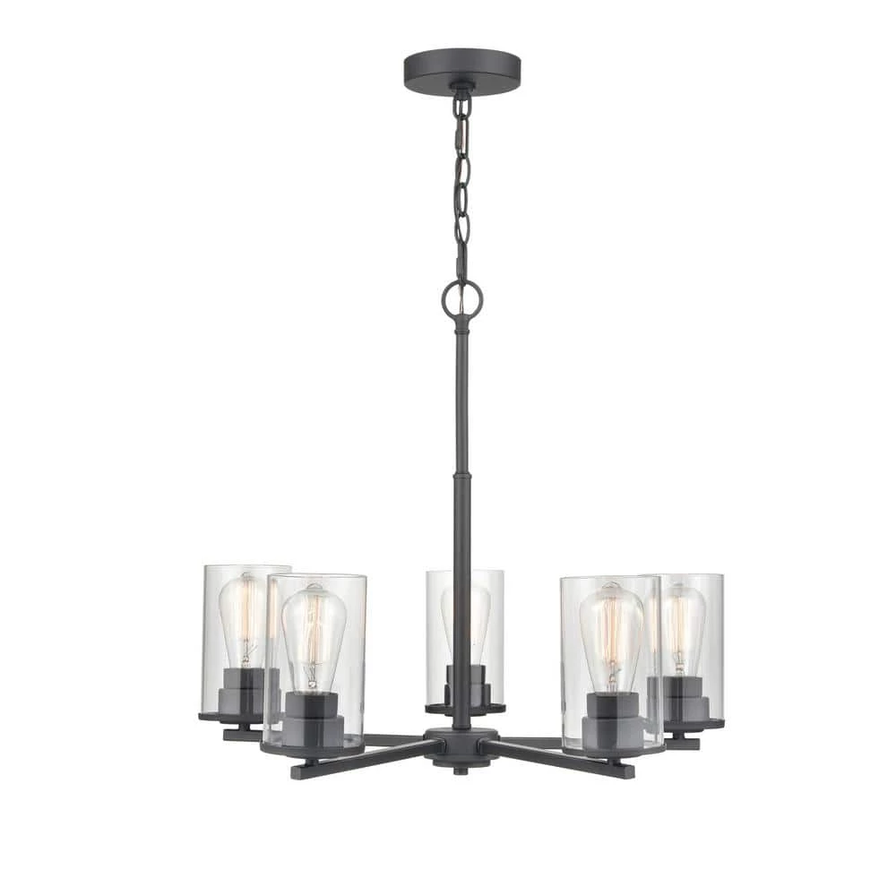 Verlana 5-Light 24 in. Matte Black Hardwired Chandelier (1-Pack) by Millennium Lighting 2 Verlana 5-Light 24 in. Matte Black Hardwired Chandelier (1-Pack) by Millennium Lighting - Image 2