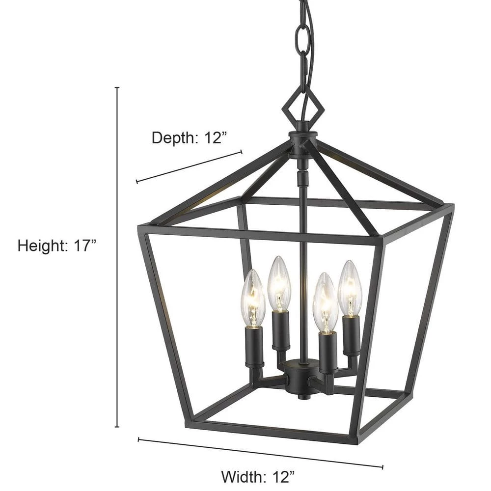 4-Light 12 in. W Matte Black Taper Candle Pendant by Millennium Lighting 2 4-Light 12 in. W Matte Black Taper Candle Pendant by Millennium Lighting - Image 2