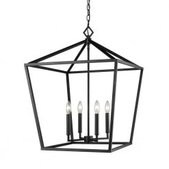 3254-MB 4-Light 20 in. Wide Taper Candle Matte Black Pendant by Millennium Lighting