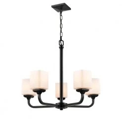 Eddison 5-Light 22 in. Matte Black Hardwired Chandelier (1-Pack) by Millennium Lighting