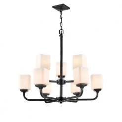 Eddison 9-Light 27.75 in. Matte Black Hardwired Chandelier (1-Pack) by Millennium Lighting -Millennium Lighting Shop matte black millennium lighting chandeliers 4329 mb 4f 1000