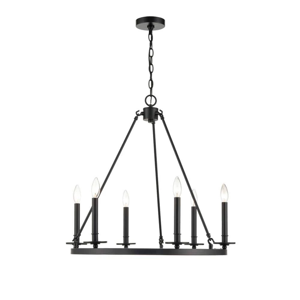 6-Light 26 in. Matte Black Chandelier by Millennium Lighting 1 6-Light 26 in. Matte Black Chandelier by Millennium Lighting