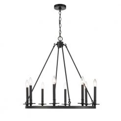 8-Light 28 in. Matte Black Chandelier by Millennium Lighting