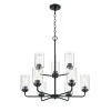 Moven 9-Light 28 in. Matte Black Hardwired Chandelier (1-Pack) by Millennium Lighting