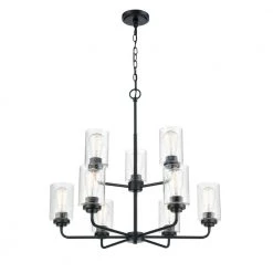 Moven 9-Light 28 in. Matte Black Hardwired Chandelier (1-Pack) by Millennium Lighting