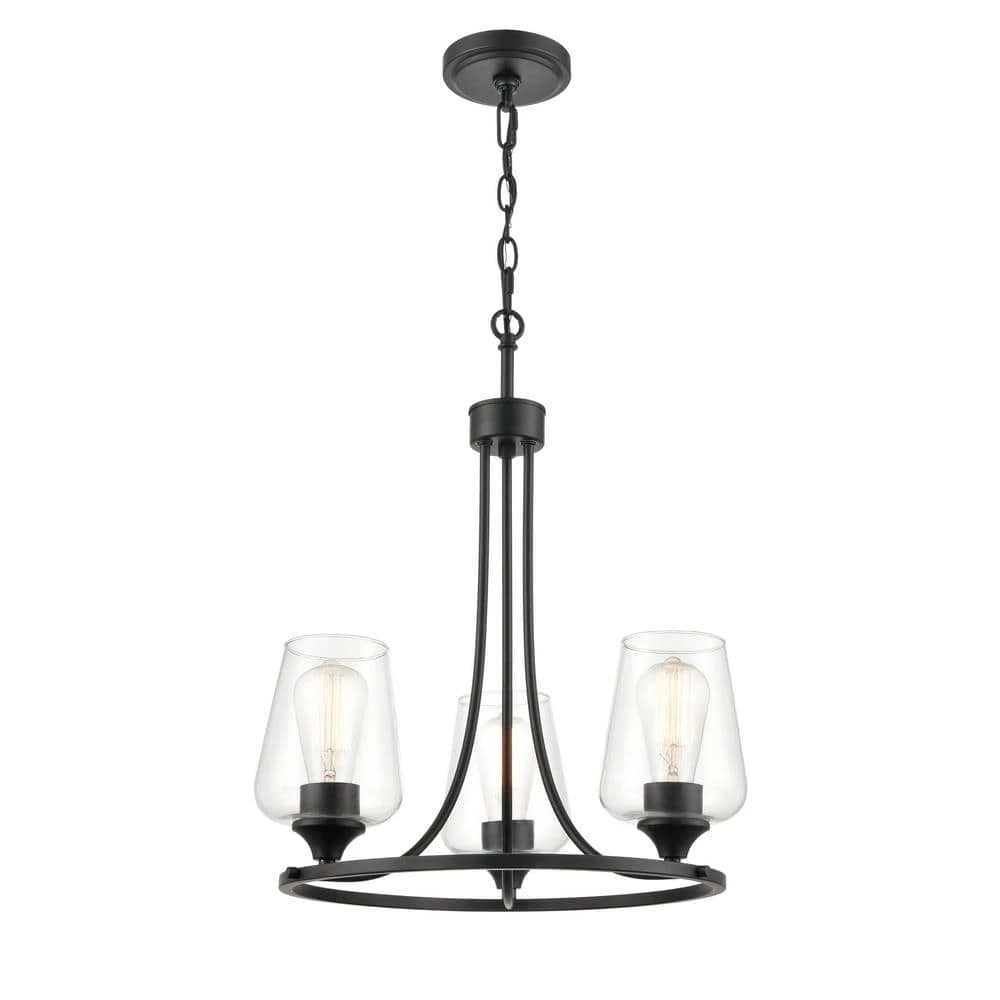 3-Lights 18 in. Matte Black Chandelier by Millennium Lighting 1 3-Lights 18 in. Matte Black Chandelier by Millennium Lighting