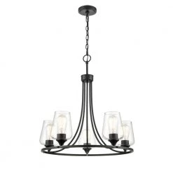 5-Lights 25 in. Matte Black Chandelier by Millennium Lighting