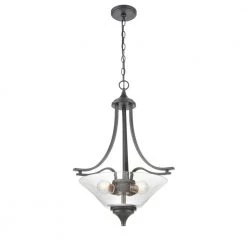 Natalie 3-Light 19 in. Matte Black Hardwired Pendant (1-Pack) by Millennium Lighting