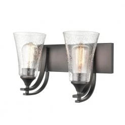 Natalie 14.5 in. 2-Light Matte Black Bathroom Vanity Light with Clear Seeded Shade by Millennium Lighting -Millennium Lighting Shop matte black millennium lighting vanity lighting 1492 mb 4f 1000