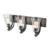 Natalie 24 in. 3-Light Matte Black Bathroom Vanity Light with Clear Seeded Shade by Millennium Lighting