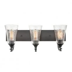 Natalie 24 in. 3-Light Matte Black Bathroom Vanity Light with Clear Seeded Shade by Millennium Lighting -Millennium Lighting Shop matte black millennium lighting vanity lighting 1493 mb fa 1000