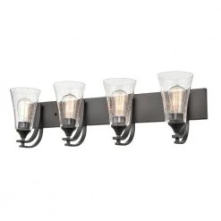 Natalie 32 in. 4-Light Matte Black Bathroom Vanity Light with Clear Seeded Shade by Millennium Lighting -Millennium Lighting Shop matte black millennium lighting vanity lighting 1494 mb 1f 1000