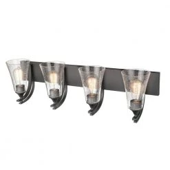 Natalie 32 in. 4-Light Matte Black Bathroom Vanity Light with Clear Seeded Shade by Millennium Lighting -Millennium Lighting Shop matte black millennium lighting vanity lighting 1494 mb 4f 1000