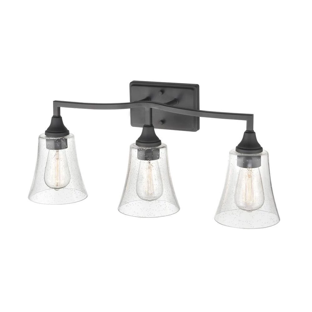 Caily 24 in. 3-Light Matte Black Vanity Light with Clear Glass Shade by Millennium Lighting 4 Caily 24 in. 3-Light Matte Black Vanity Light with Clear Glass Shade by Millennium Lighting - Image 4