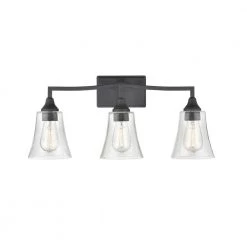 Caily 24 in. 3-Light Matte Black Vanity Light with Clear Glass Shade by Millennium Lighting
