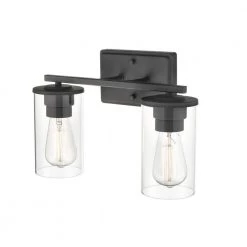 Verlana 14 in. 2-Light Matte Black Bathroom Vanity Light with Clear Glass Shade by Millennium Lighting 8 Verlana 14 in. 2-Light Matte Black Bathroom Vanity Light with Clear Glass Shade by Millennium Lighting -Millennium Lighting Shop matte black millennium lighting vanity lighting 2702 mb 1f 1000