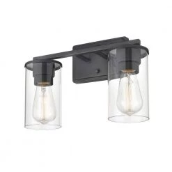 Verlana 14 in. 2-Light Matte Black Bathroom Vanity Light with Clear Glass Shade by Millennium Lighting 7 Verlana 14 in. 2-Light Matte Black Bathroom Vanity Light with Clear Glass Shade by Millennium Lighting -Millennium Lighting Shop matte black millennium lighting vanity lighting 2702 mb 4f 1000