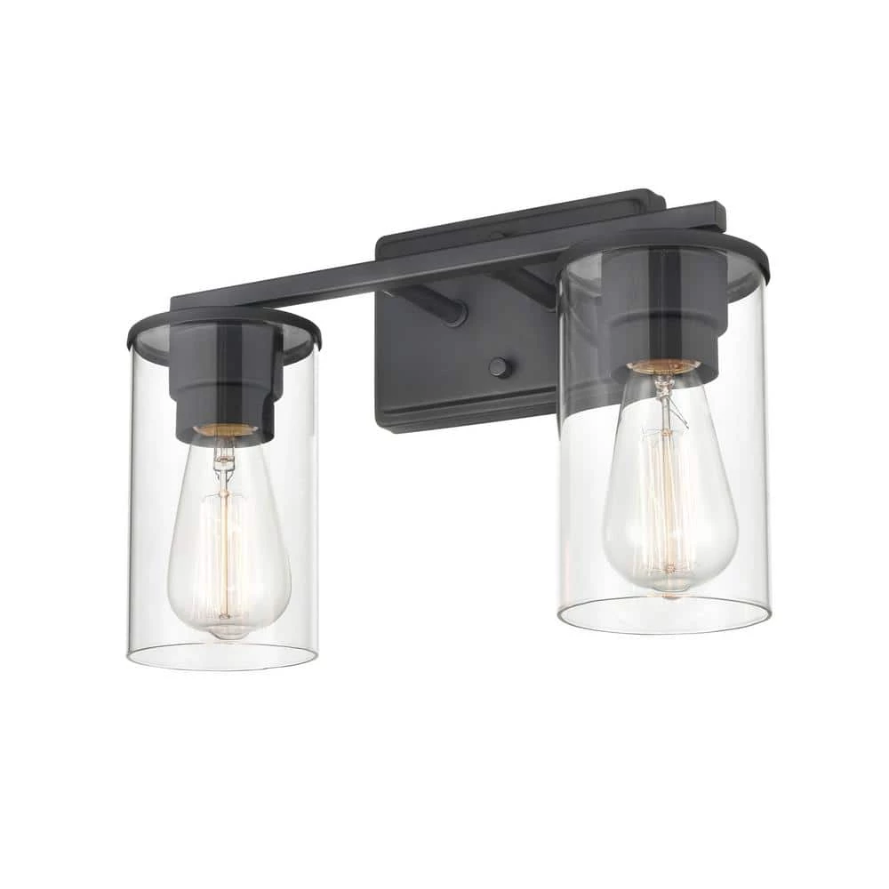 Verlana 14 in. 2-Light Matte Black Bathroom Vanity Light with Clear Glass Shade by Millennium Lighting 3 Verlana 14 in. 2-Light Matte Black Bathroom Vanity Light with Clear Glass Shade by Millennium Lighting - Image 3
