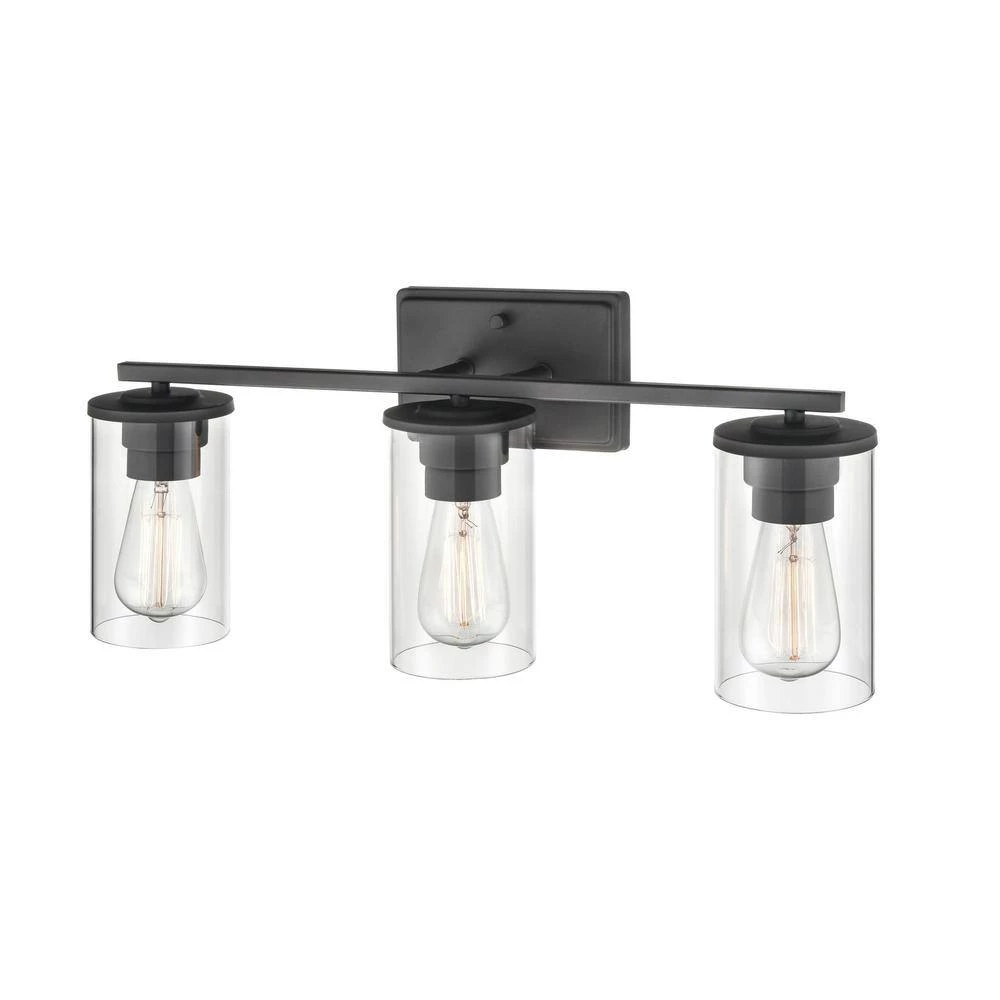 Verlana 22 in. 3-Light Matte Black Bathroom Vanity Light with Clear Glass Shade by Millennium Lighting 5 Verlana 22 in. 3-Light Matte Black Bathroom Vanity Light with Clear Glass Shade by Millennium Lighting - Image 5