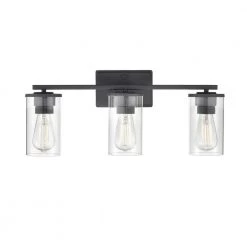 Verlana 22 in. 3-Light Matte Black Bathroom Vanity Light with Clear Glass Shade by Millennium Lighting