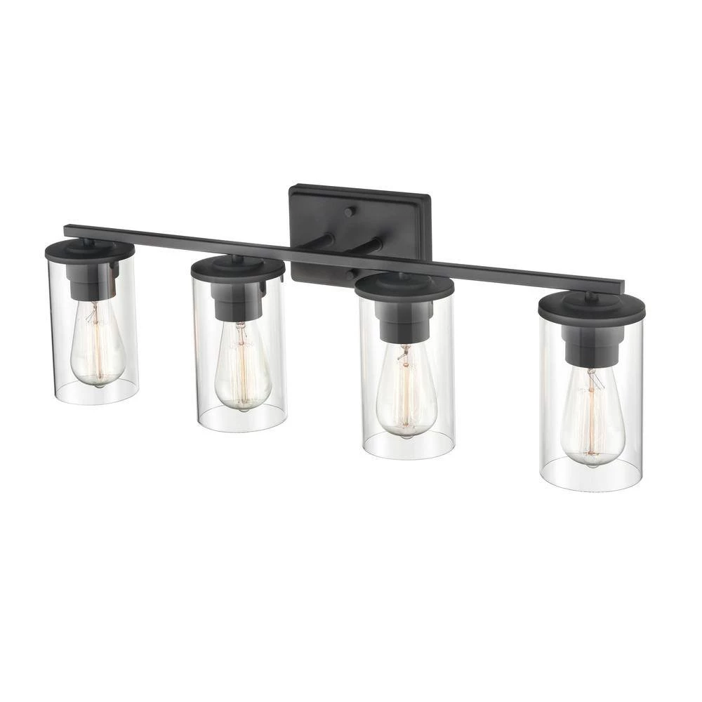 Verlana 27.625 in. 4-Light Matte Black Bathroom Vanity Light with Clear Glass Shade by Millennium Lighting 4 Verlana 27.625 in. 4-Light Matte Black Bathroom Vanity Light with Clear Glass Shade by Millennium Lighting - Image 4