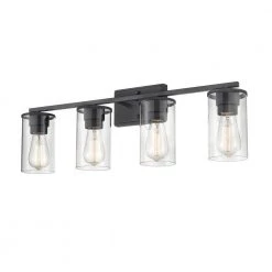Verlana 27.625 in. 4-Light Matte Black Bathroom Vanity Light with Clear Glass Shade by Millennium Lighting 7 Verlana 27.625 in. 4-Light Matte Black Bathroom Vanity Light with Clear Glass Shade by Millennium Lighting -Millennium Lighting Shop matte black millennium lighting vanity lighting 2704 mb 4f 1000