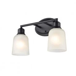 Amberle 15.25 in. 2-Light Matte Black Vanity Light with Frosted White Glass Shade by Millennium Lighting -Millennium Lighting Shop matte black millennium lighting vanity lighting 2802 mb 1f 1000