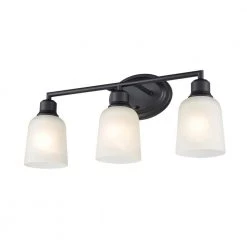 Amberle 22 in. 3-Light Matte Black Vanity Light with Frosted White Glass Shade by Millennium Lighting
