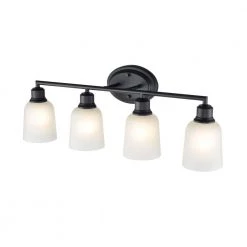 Amberle 28 in. 4-Light Matte Black Vanity Light with Frosted White Glass Shade by Millennium Lighting 6 Amberle 28 in. 4-Light Matte Black Vanity Light with Frosted White Glass Shade by Millennium Lighting -Millennium Lighting Shop matte black millennium lighting vanity lighting 2804 mb 4f 1000