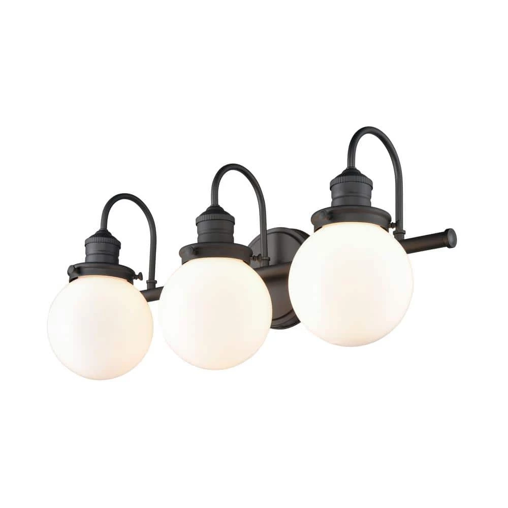 Ella 22.875 in. 3-Light Matte Black Vanity Light with White Glass Shade by Millennium Lighting 3 Ella 22.875 in. 3-Light Matte Black Vanity Light with White Glass Shade by Millennium Lighting - Image 3