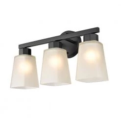 Coley 17.875 in. 3-Light Matte Black Vanity Light with White Glass Shade by Millennium Lighting