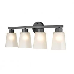 Coley 24.625 in. 4-Light Matte Black Vanity Light with White Glass Shade by Millennium Lighting -Millennium Lighting Shop matte black millennium lighting vanity lighting 4274 mb 4f 1000