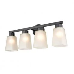 Coley 24.625 in. 4-Light Matte Black Vanity Light with White Glass Shade by Millennium Lighting