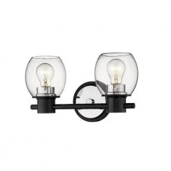14 in. 2-Light Matte Black/Polished Nickel Vanity Light by Millennium Lighting