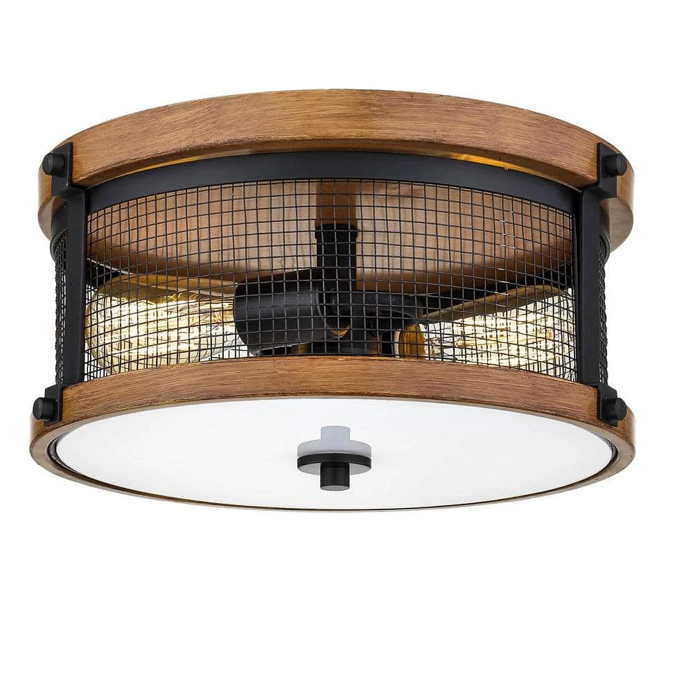 13 in. 2-Light Matte Black/Wood Grain Flushmount by Millennium Lighting 1 13 in. 2-Light Matte Black/Wood Grain Flushmount by Millennium Lighting