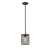 1-Light 11 in. Matte Black/Wood Grain Mini Pendant by Millennium Lighting