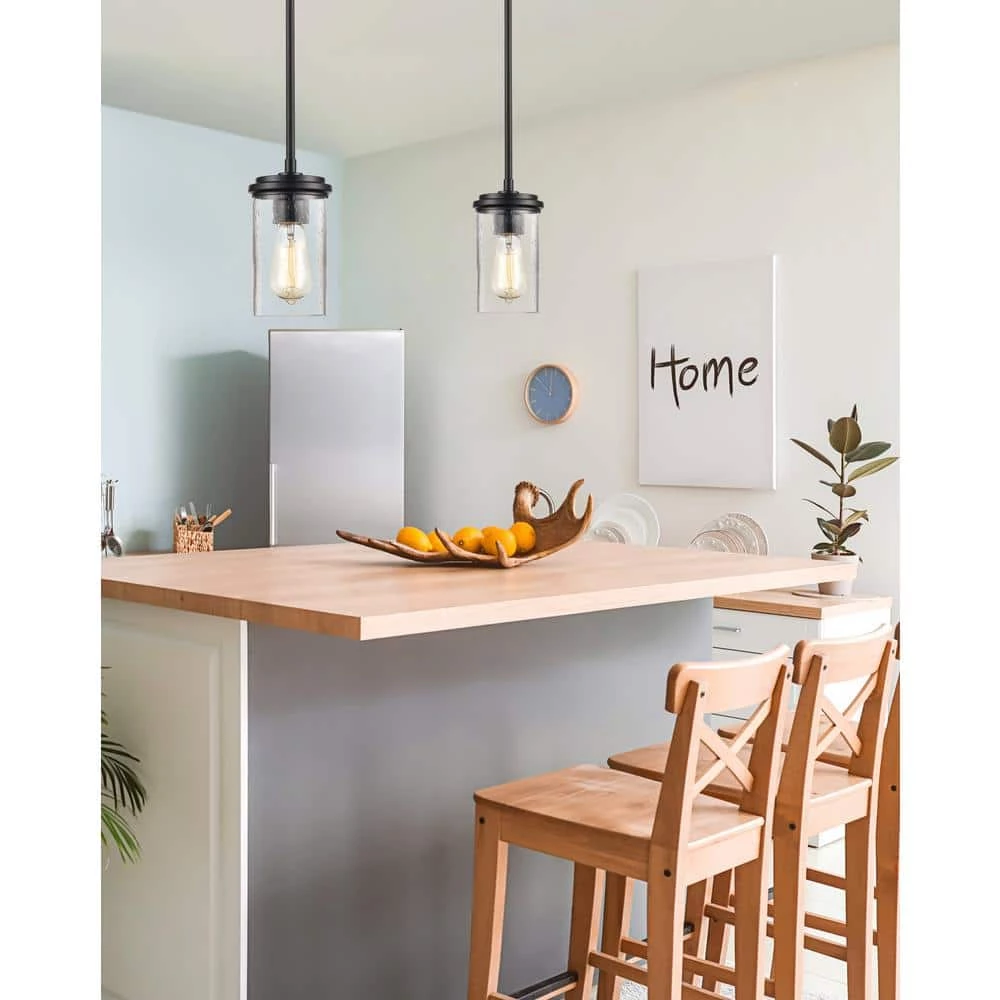 1-Light 7 in. Matte Black/Wood Grain Mini Pendant by Millennium Lighting 2 1-Light 7 in. Matte Black/Wood Grain Mini Pendant by Millennium Lighting - Image 2