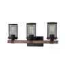 22 in. 3-Light Matte Black/Wood Grain Vanity Light by Millennium Lighting