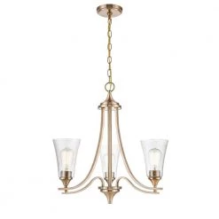 Natalie 23 in. 3-Light Modern Gold Chandelier with Clear Seeded Shade by Millennium Lighting