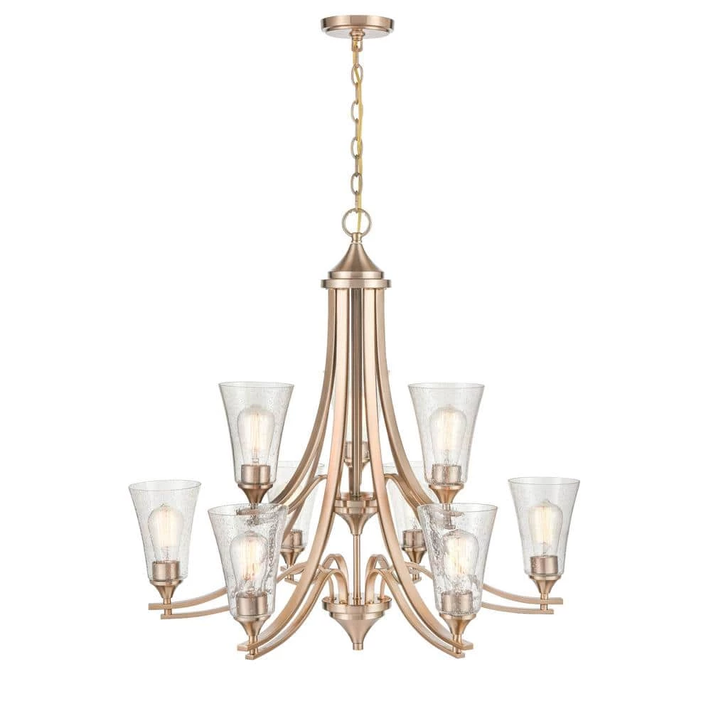 Natalie 32 in. 9-Light Modern Gold Chandelier Light with Clear Seeded Shade by Millennium Lighting 1 Natalie 32 in. 9-Light Modern Gold Chandelier Light with Clear Seeded Shade by Millennium Lighting
