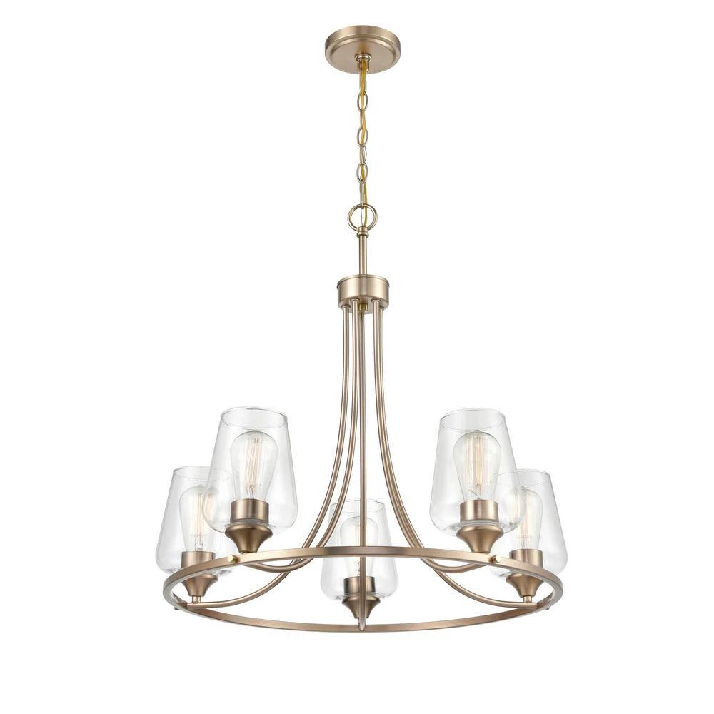 Ashford 5-Light 25 in. Modern Gold Hardwired Chandelier (1-Pack) by Millennium Lighting 2 Ashford 5-Light 25 in. Modern Gold Hardwired Chandelier (1-Pack) by Millennium Lighting - Image 2