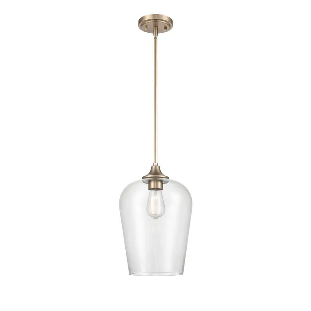 Ashford 10 in. 1-Light 10 in. Modern Gold Pendant-Light with Clear Glass Shade by Millennium Lighting 1 Ashford 10 in. 1-Light 10 in. Modern Gold Pendant-Light with Clear Glass Shade by Millennium Lighting