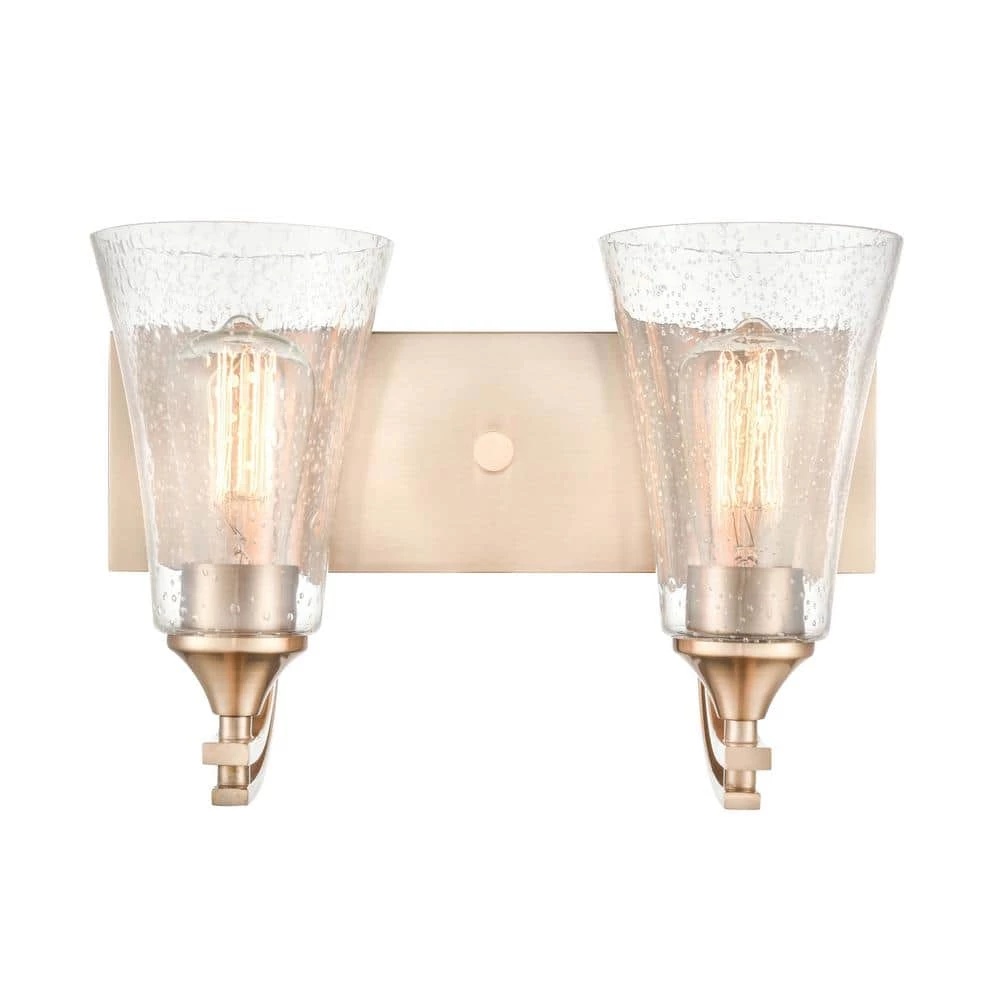 Natalie 14.5 in. 2-Light Modern Gold Bathroom Vanity Light with Clear Seeded Shade by Millennium Lighting 5 Natalie 14.5 in. 2-Light Modern Gold Bathroom Vanity Light with Clear Seeded Shade by Millennium Lighting - Image 5