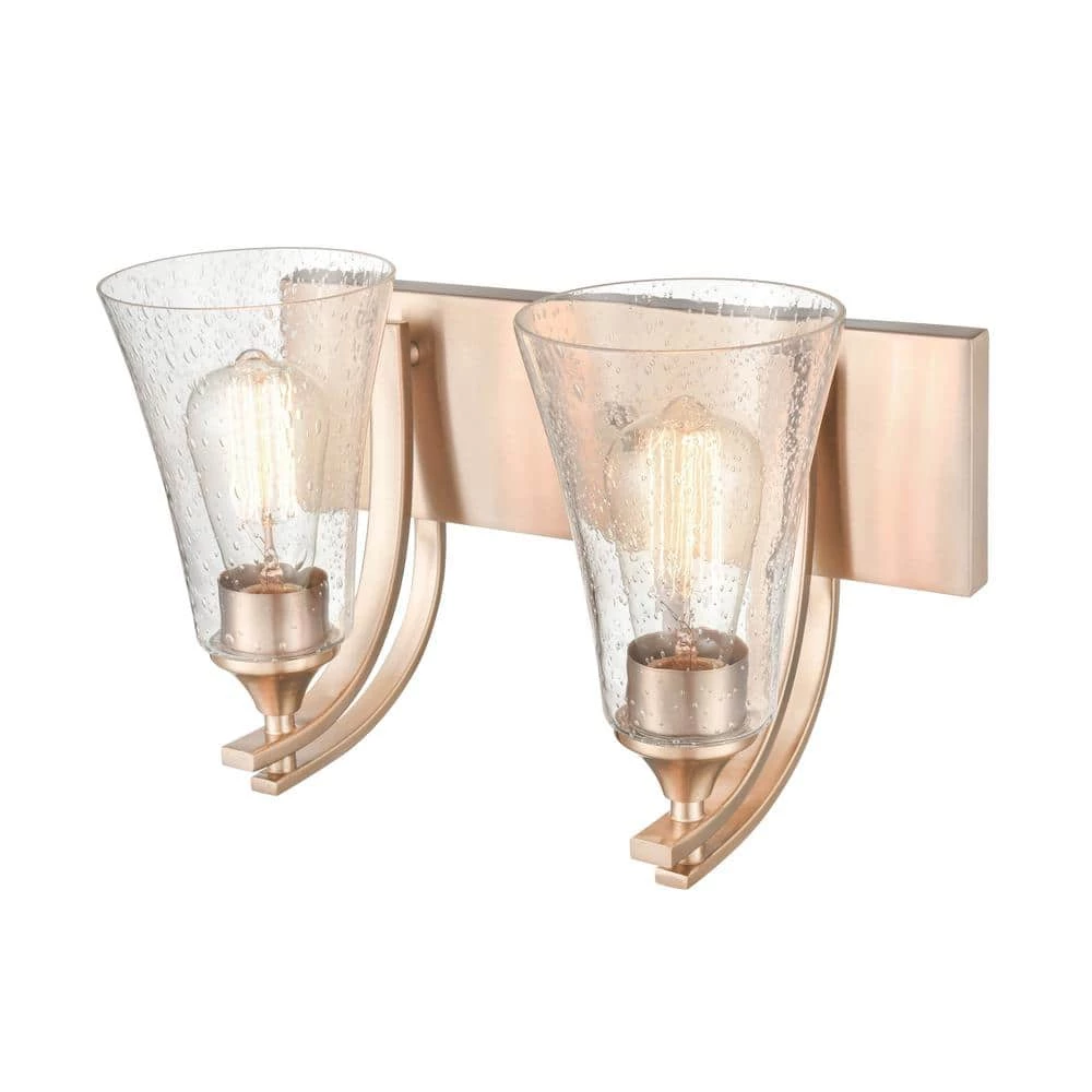 Natalie 14.5 in. 2-Light Modern Gold Bathroom Vanity Light with Clear Seeded Shade by Millennium Lighting 3 Natalie 14.5 in. 2-Light Modern Gold Bathroom Vanity Light with Clear Seeded Shade by Millennium Lighting - Image 3