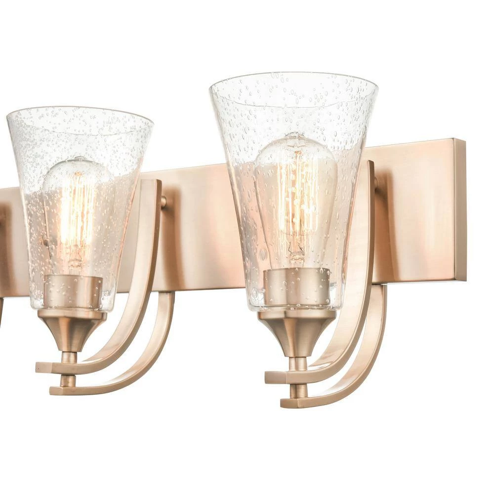 Natalie 24 in. 3-Light Modern Gold Bathroom Vanity Light with Clear Seeded Shade by Millennium Lighting 5 Natalie 24 in. 3-Light Modern Gold Bathroom Vanity Light with Clear Seeded Shade by Millennium Lighting - Image 5